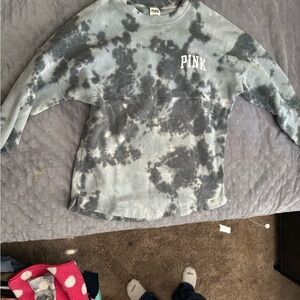 PINK Victoria's Secret Black and Gray Tie-Dye Sweatshirt